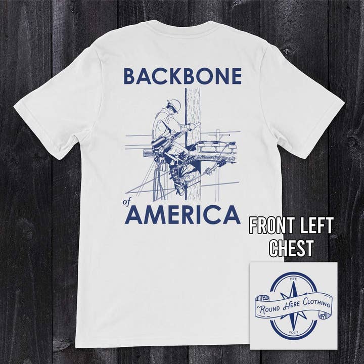 'Round Here Clothing Backbone of America Lineman for wholesale by The Old North State