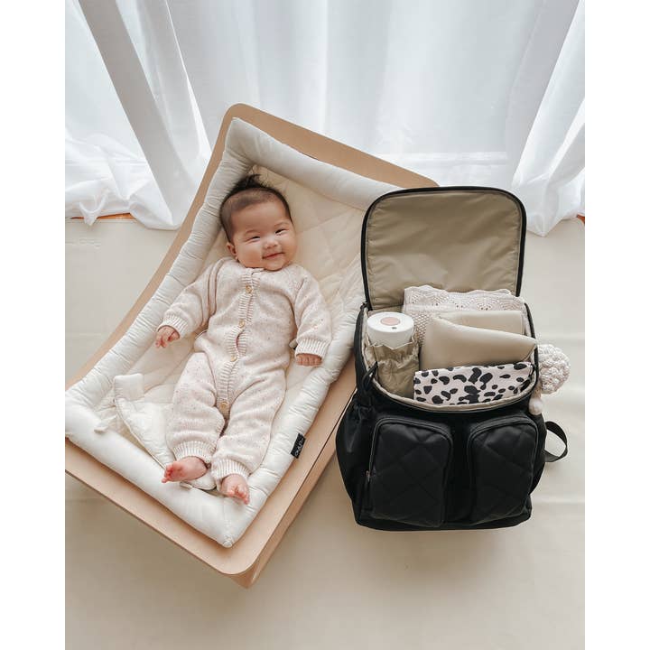 OiOi - Wholesale Nappy bag – Baby - Signature Nappy Backpack - Black Diamond Quit4