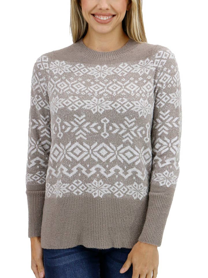 Caribou/Elfenben Bamboo Snowflake Sweater for engroshandel på Faire5