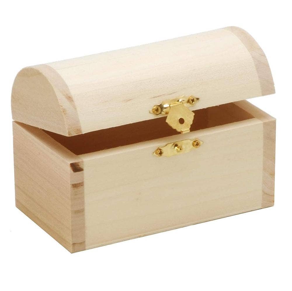 Factory Direct Craft - Wholesale Decorative Box - 2-1/4" x 4-1/2" Unfinished Wood Treasure Chest Keepsake Box 3