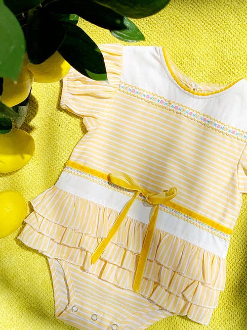 Sofia Romper - Limon Sorbet for wholesale by Bambino and Bundles