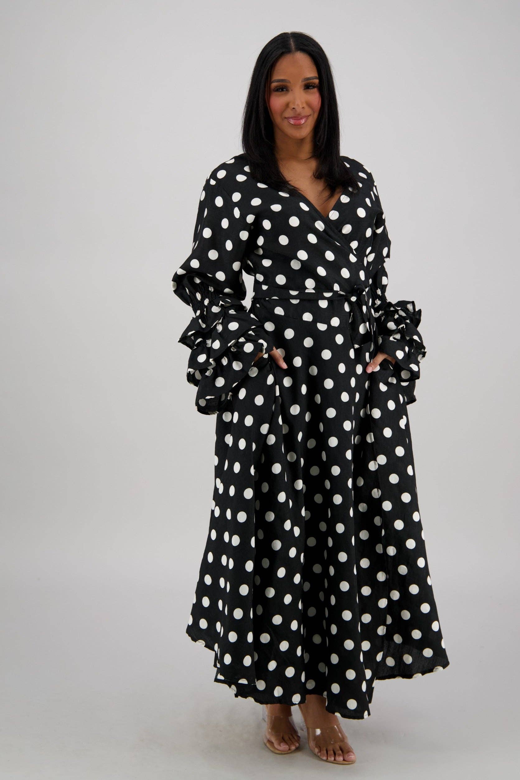Advance Apparels - Wholesale Dress - Women's - Polka Dot Wrap Dress (3 Colors) 241624-B0903