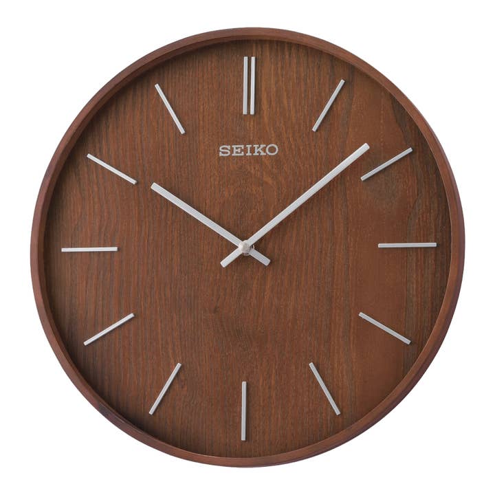 Seiko Clocks USA - Wholesale Wall Clock - Maddox Wall Clock Wood "Millenial" Crate & Barrel look