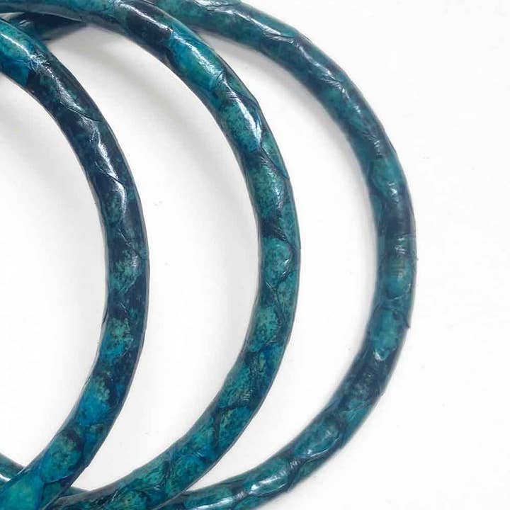 Handmade Python Leather Bracelets - Turquoise Color for wholesale by Melokane