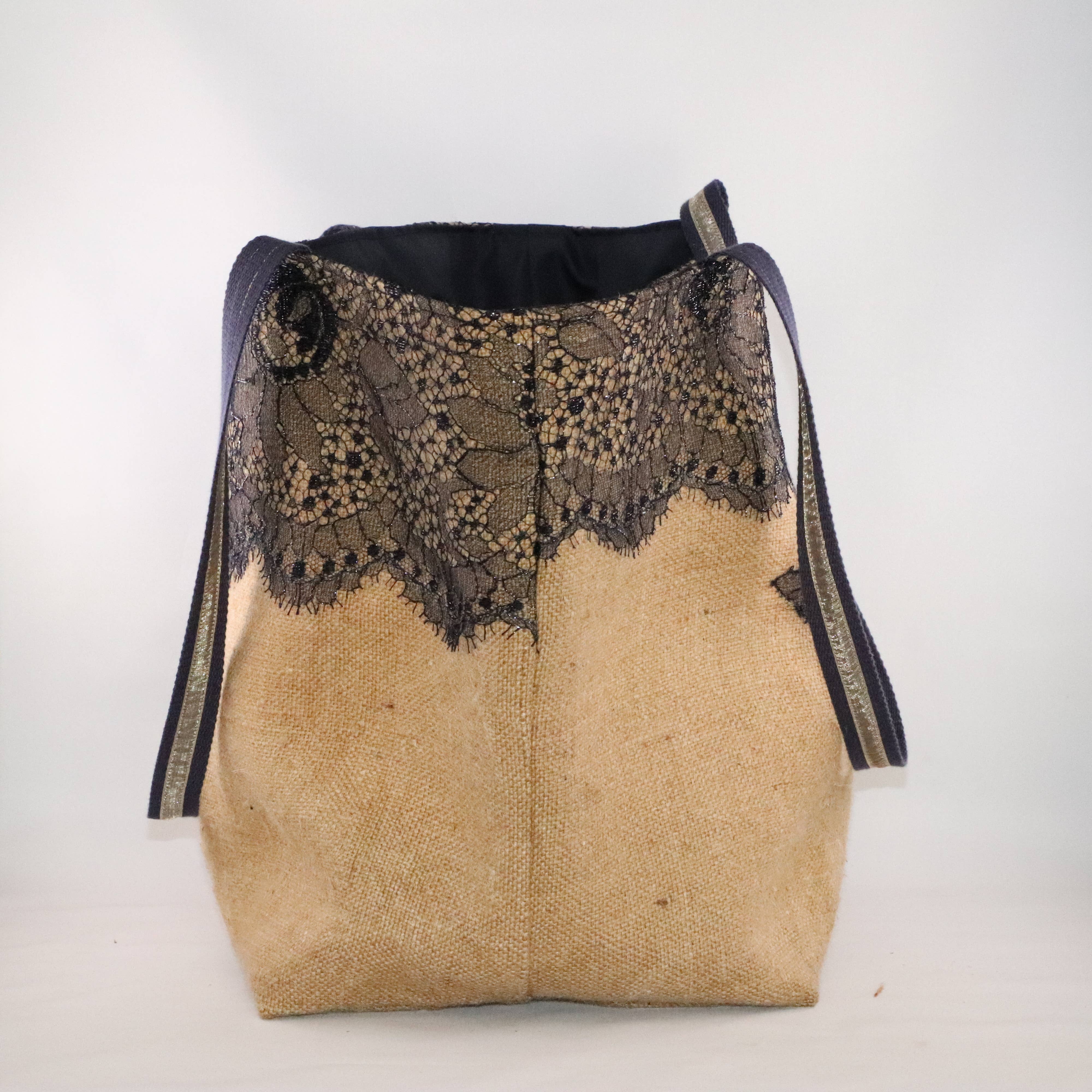 Les Sacs de Théane – Sacola - Mulher por atacado – Bolsa tote de juta com renda de Calais3