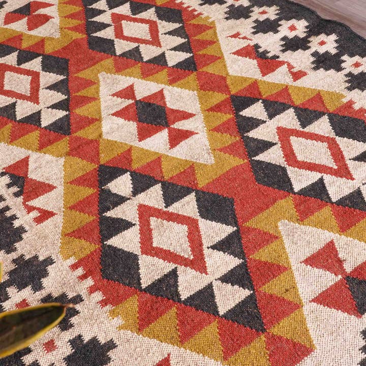 Chouhan Rugs - Wholesale Area Rug - Indian Village Art Hand Woven Wool Jute Kilim Decor Jute Rug2