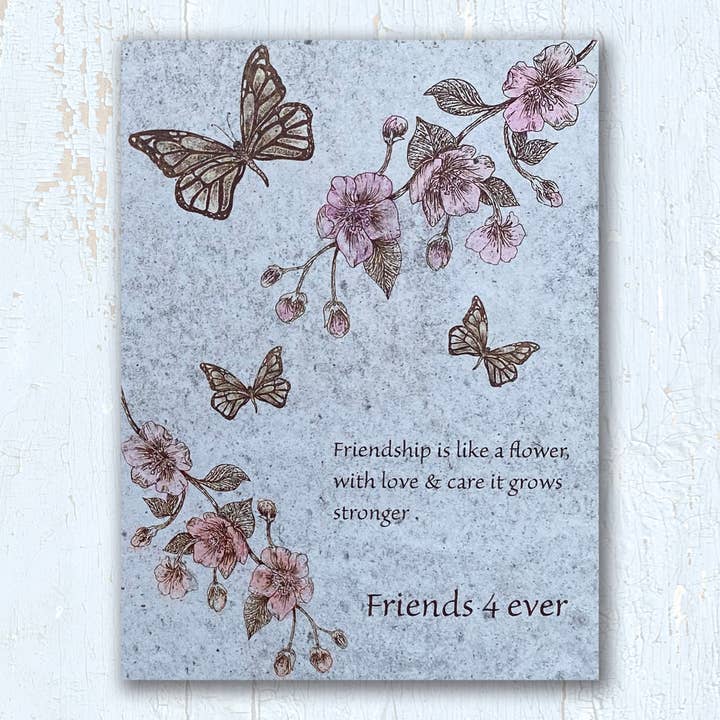 Garden Stone | Cherry Blossom Vintage Tints Quote | 6" X 8" for wholesale by Art of the Tile