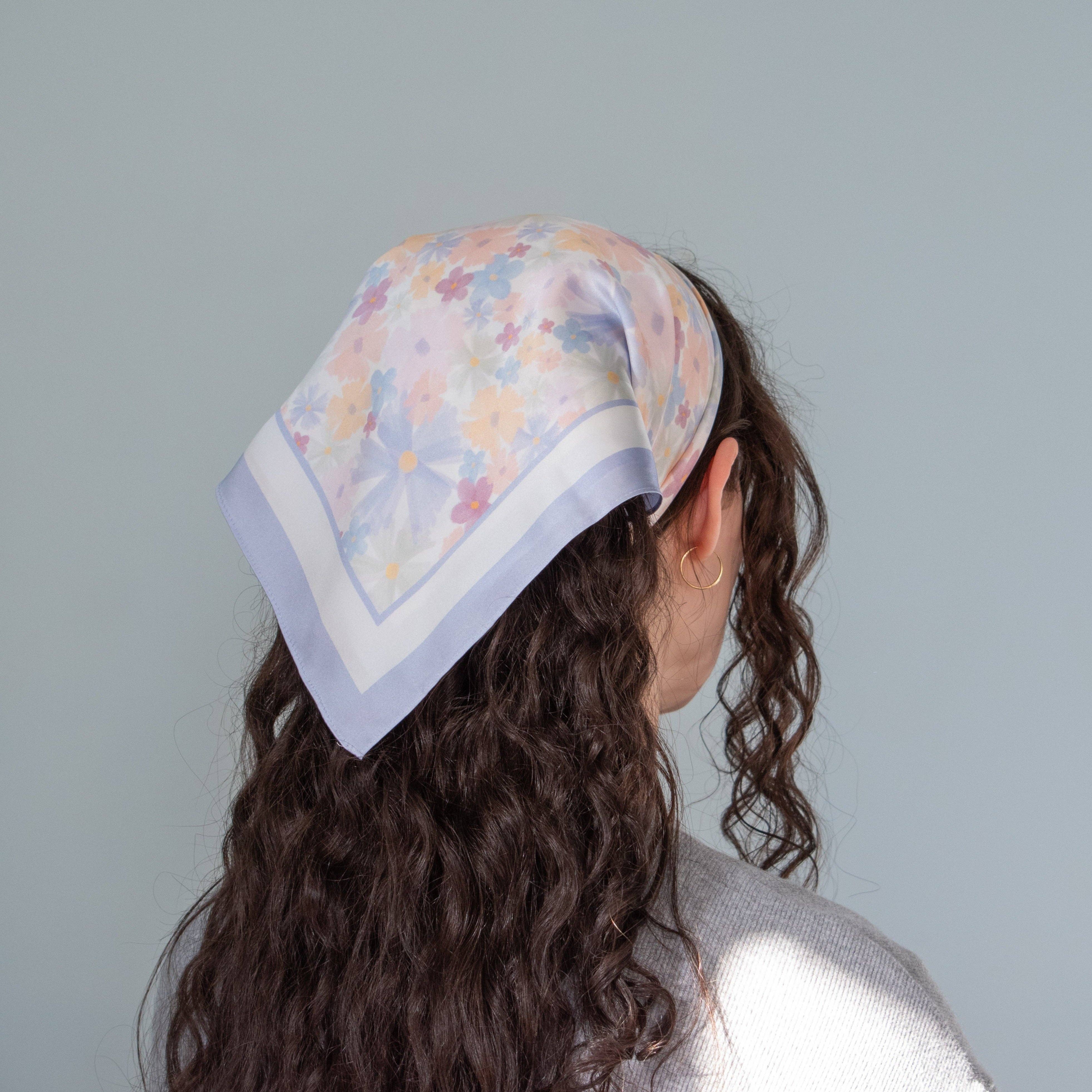 Hello Ilona - Wholesale Scarf - Women's - Painted Floral 100% Mulberry Silk Scarf - White3