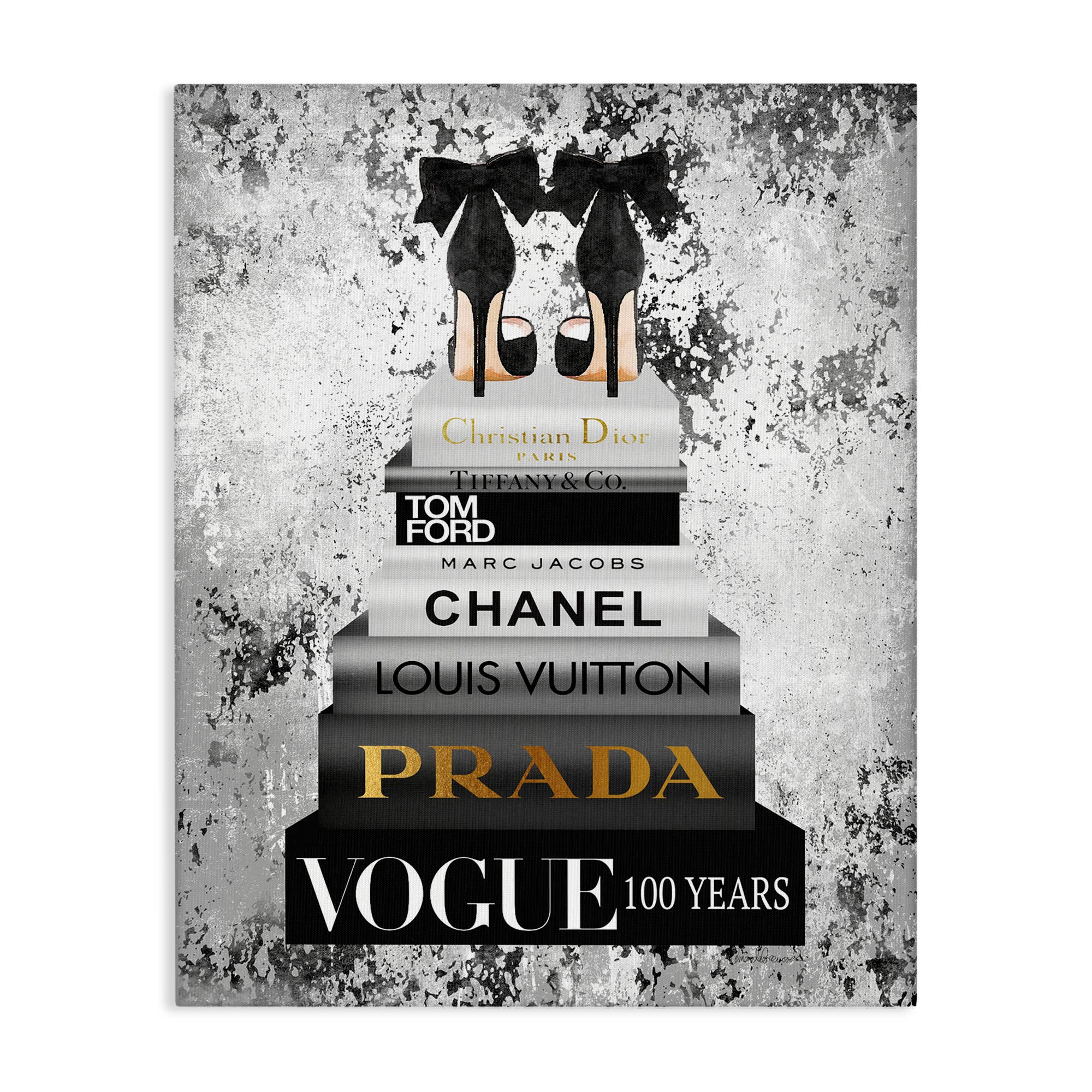 Stupell Industries - Wholesale Wall Decor - Kids & Baby - Fashion Shoes Bookstack Black And White Watercolor Canvas4