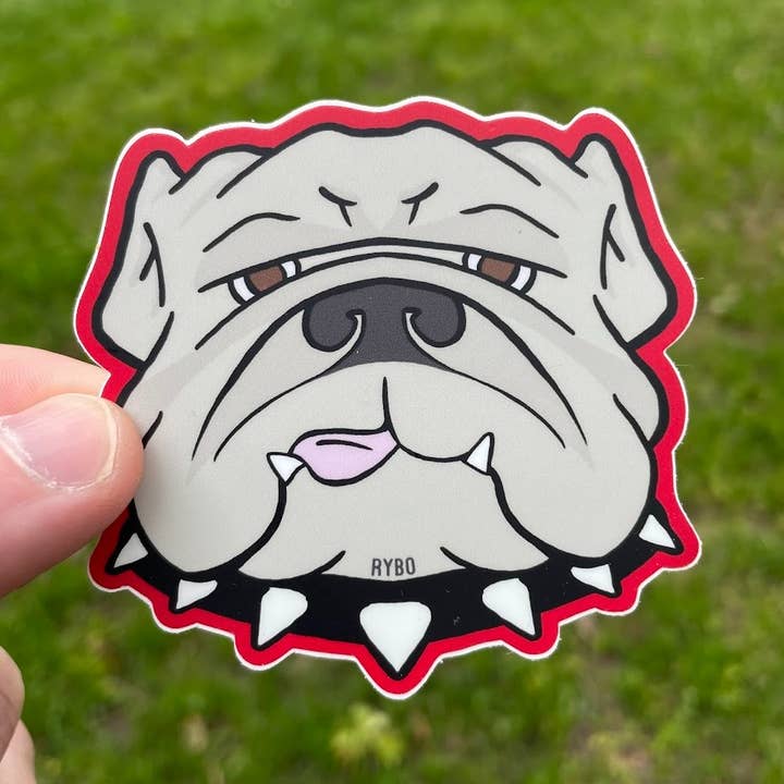 Bulldog Cute Cartoon Animal Football Sticker for wholesale by Rybo Shop