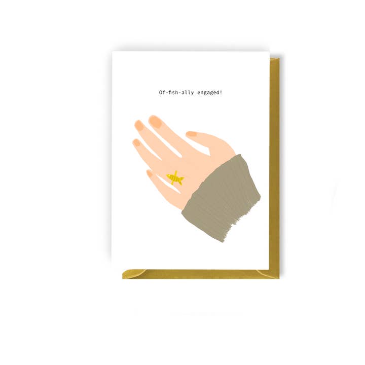 Offishally Engaged - Illustrated Engagement Card (Various) for wholesale by Olive and Clive