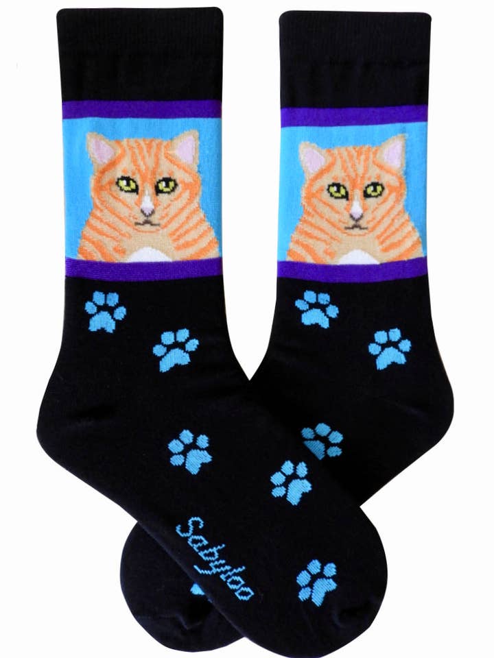 Orange Tabby 2 Cat Socks for wholesale by Sabyloo