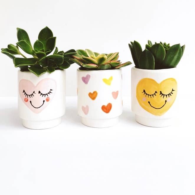Luna Reece Ceramics - Wholesale Plant Pot - Heart Face Planter0