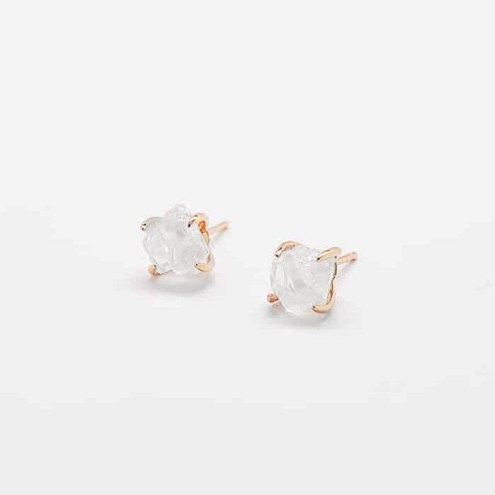 Admiral Row Jewelry - Wholesale Stud/Post Earrings - White Quartz Semiprecious Gemstone Gold Claw Stud Earrings - Jewelry