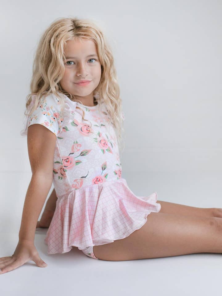 Oopsie Daisy - Vente Justaucorps – enfant - Justaucorps de gymnastique Twirl avec jupe de danse rose pâle pour enfants