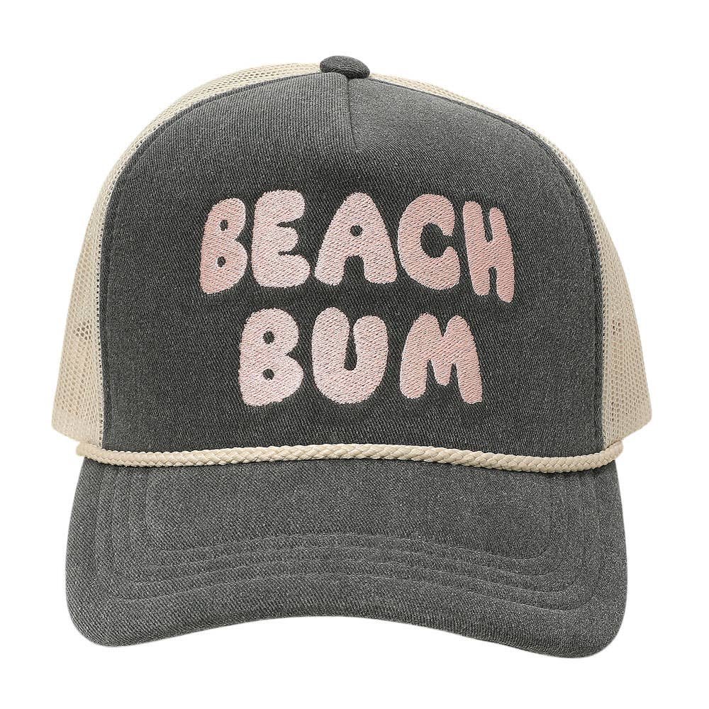 Sensibling Corp. - Wholesale Trucker Hat - Women's - BEACH BUM Message Embroidered Mesh Back Trucker Hat6