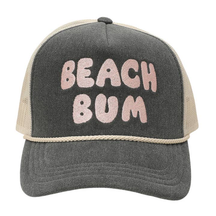 Sensibling Corp. - Wholesale Trucker Hat - Women's - BEACH BUM Message Embroidered Mesh Back Trucker Hat6