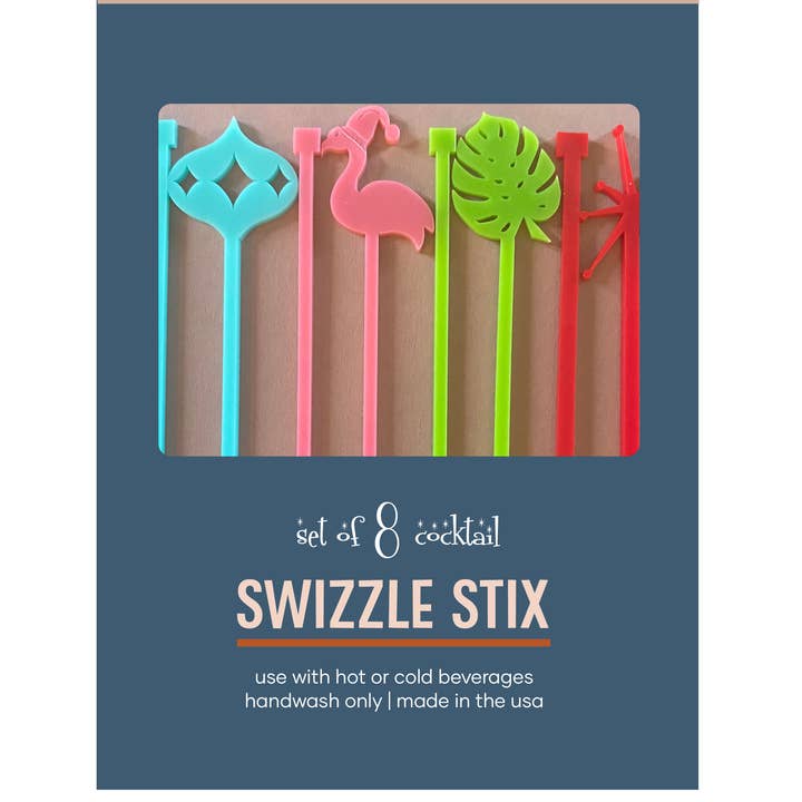 Flamingo Coastal Christmas Akryl Dryckesblandning Swizzle för wholesale av Mod Lounge Paper Company