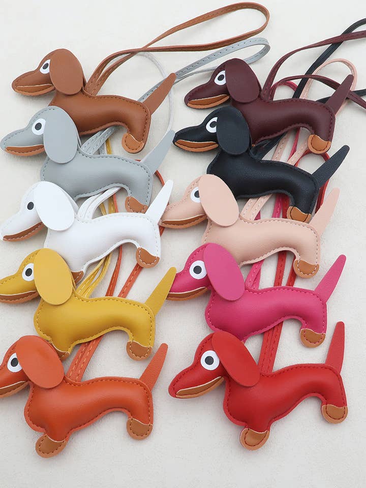 Cute Leather Dachshund Keychain for wholesale by Crave by FW