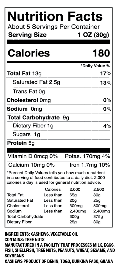 GRIA Food Co. - Wholesale Nuts - Roasted Plain Fairtrade Cashews1