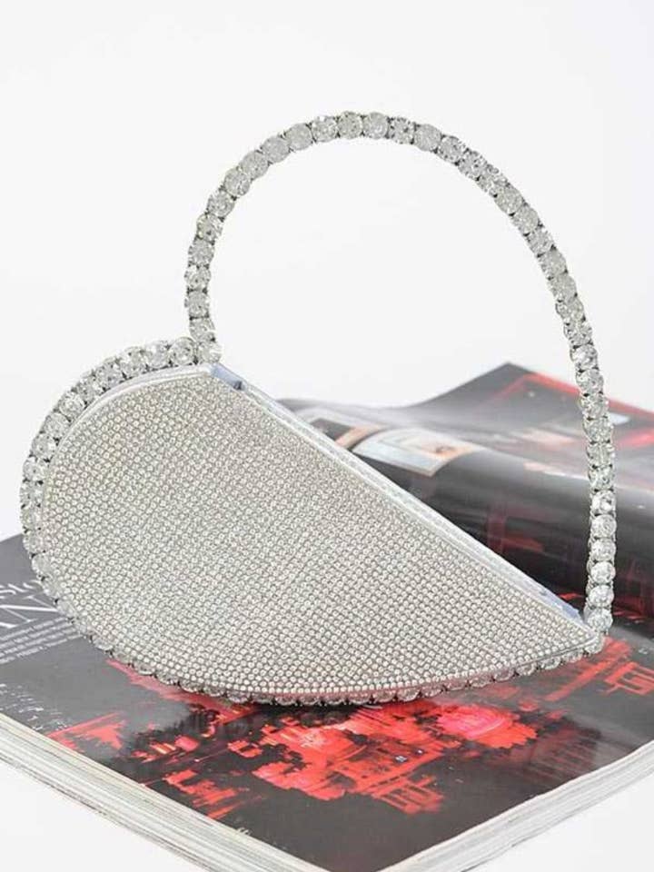 Hjerteformet Rhinsten Håndtag Clutch for engroshandel hos REBDOLLS