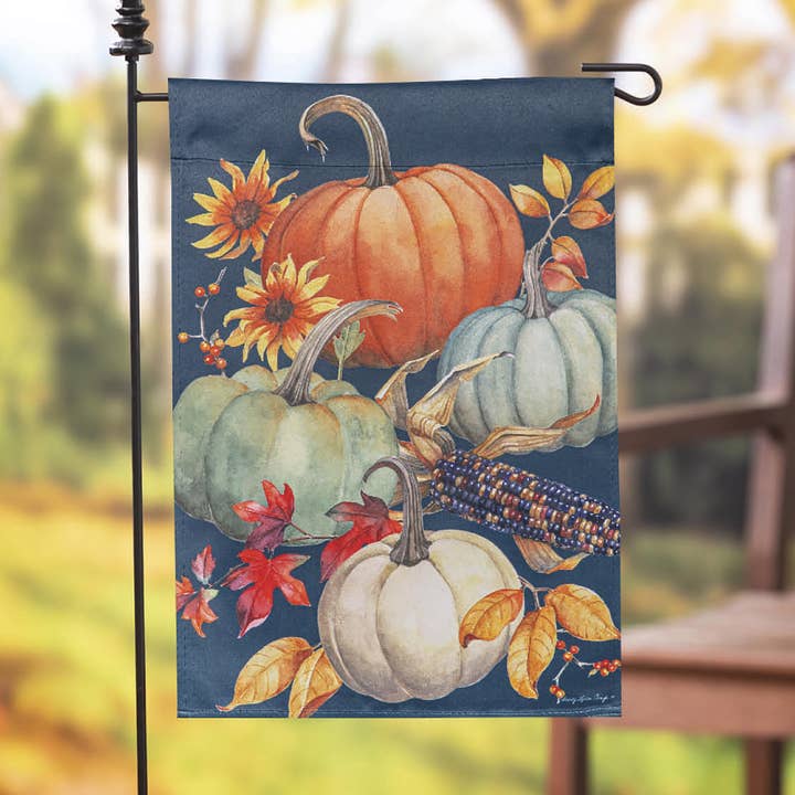 All Things Pumpkins Suede Garden Flag for wholesale by Evergreen Enterprises