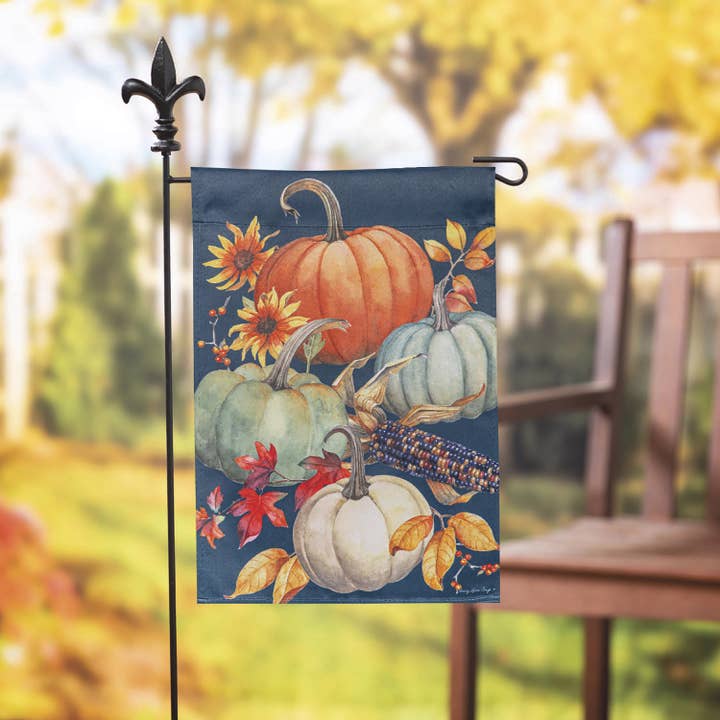 All Things Pumpkins Suede Garden Flag for wholesale by Evergreen Enterprises