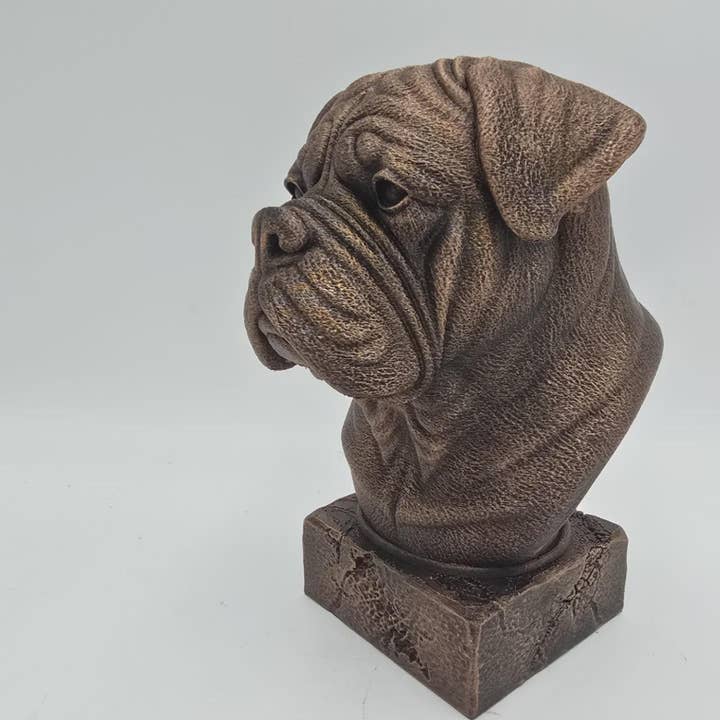 Busto di Dogue de Bordeaux – statua di cane, decorazione per la casa per amanti dei cani, ornamento dipinto a mano per la vendita all'ingrosso da parte di 3DijkstraFinds