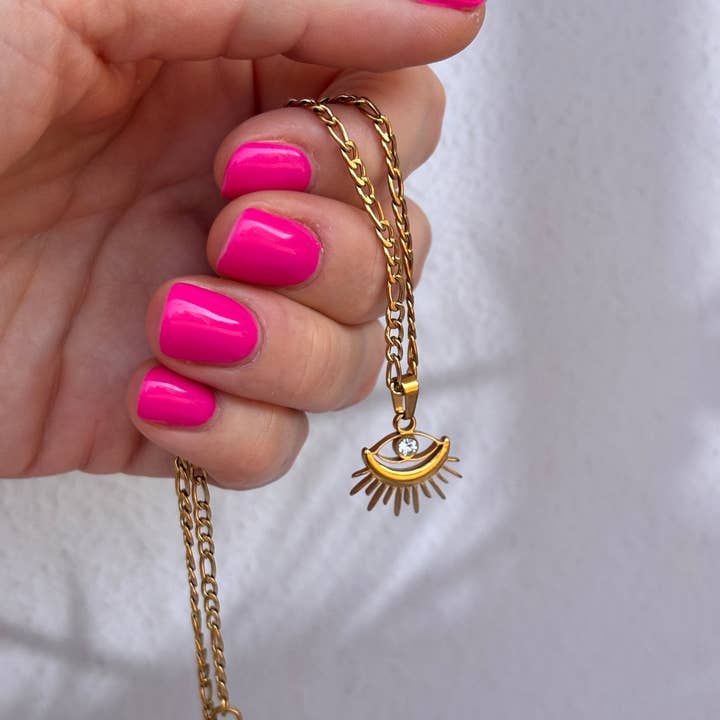 Duestelle Italia - Wholesale Pendant/Charm Necklace - Secret Amulet - Necklace with protective eye 18k gold-plated stainless steel waterproof1