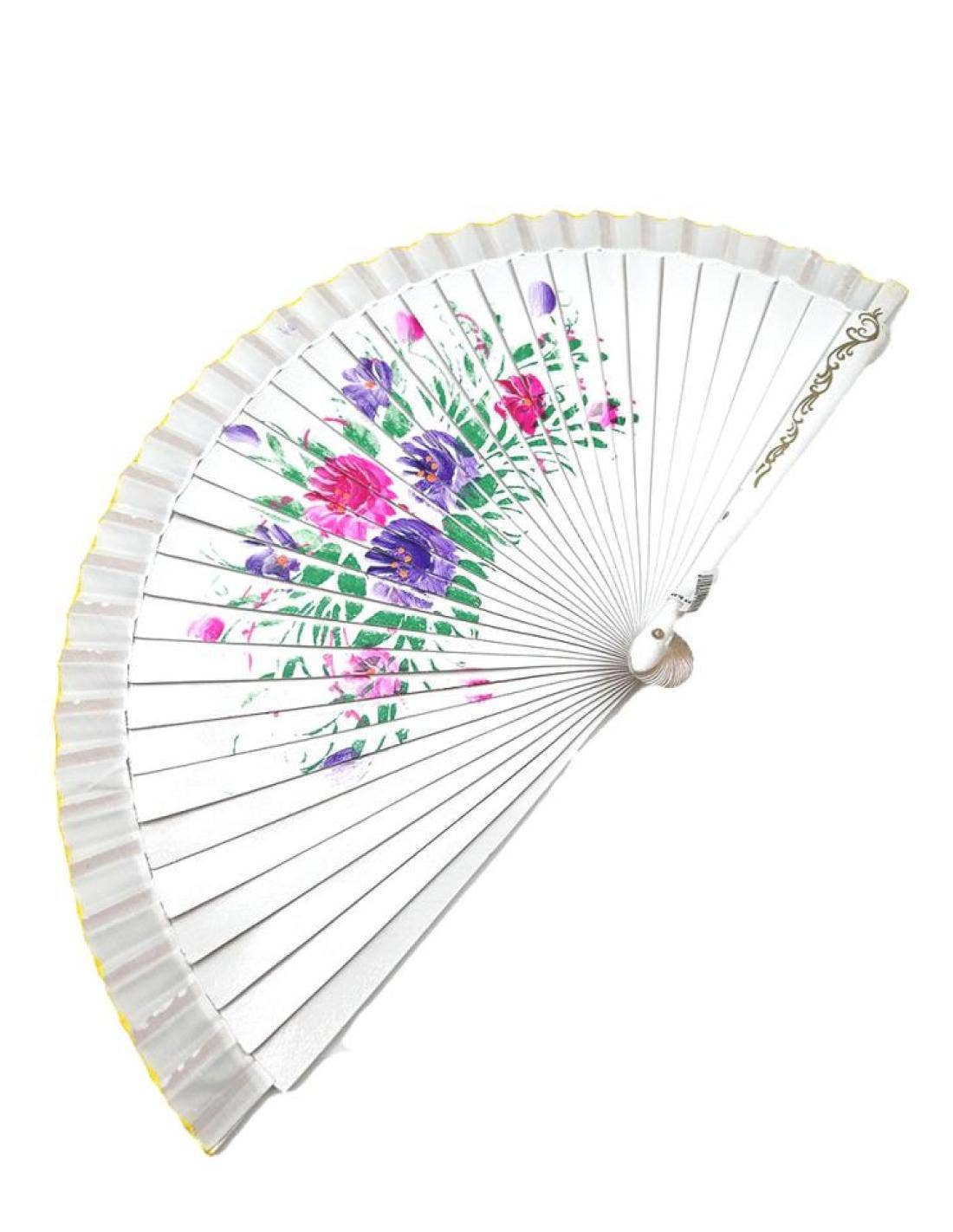 Hecho a mano - Wholesale Handheld Folding Fan - Fan decorated with flowers1
