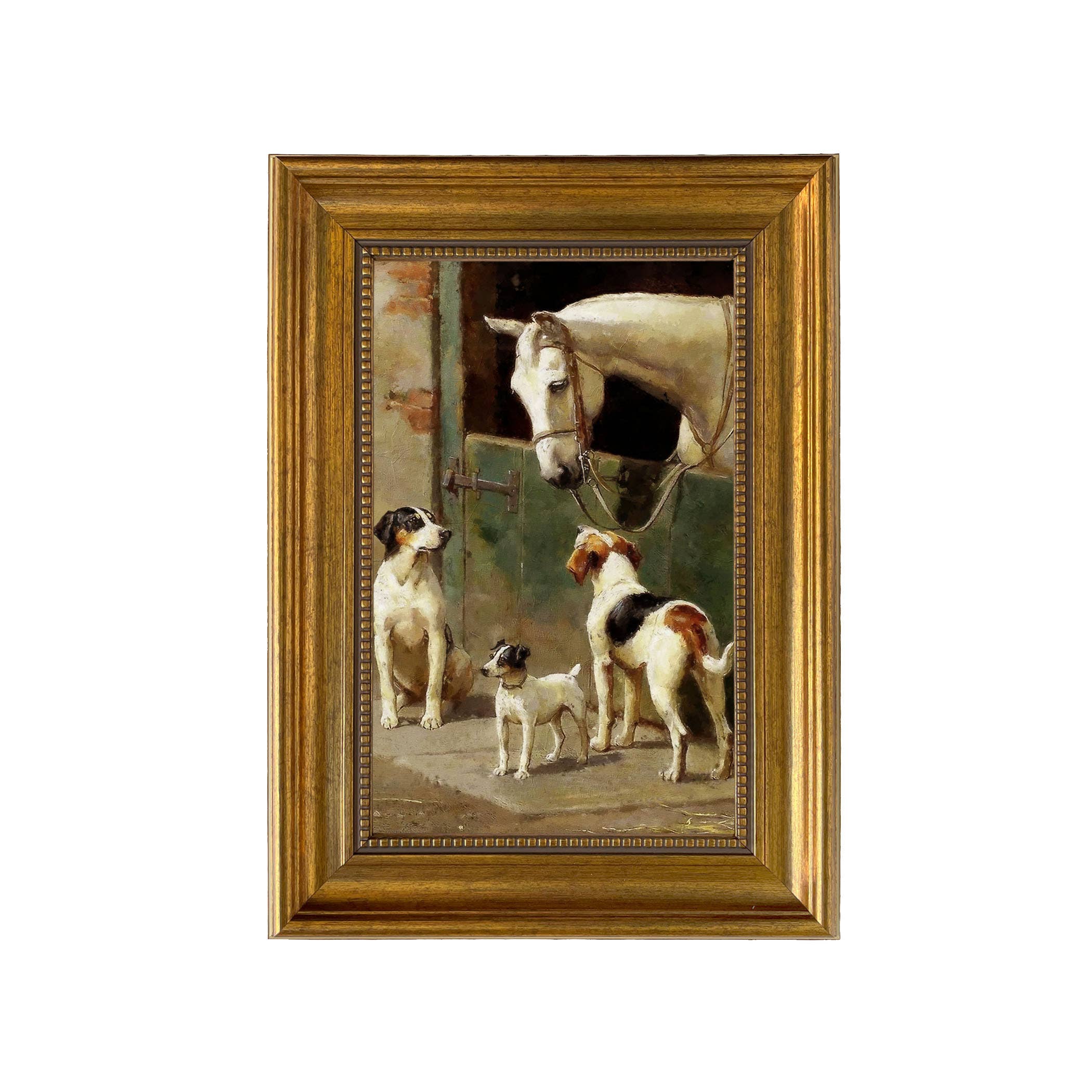 Madison Bay Co. - Historical Home Decor Reproductions - Wholesale Art Print - Dog and Horse at Stable Vintage Painting Print on Canvas16