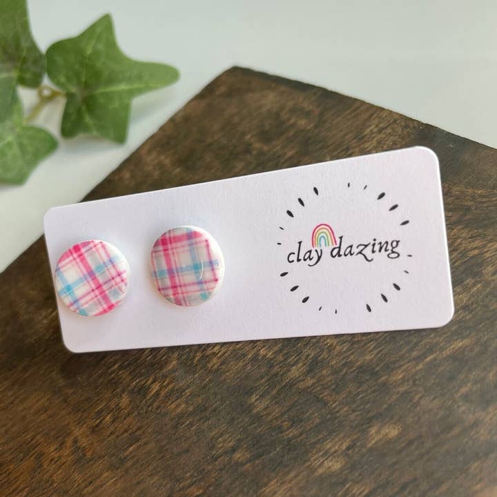 Spring Plaid Studs for wholesale by Clay Dazing