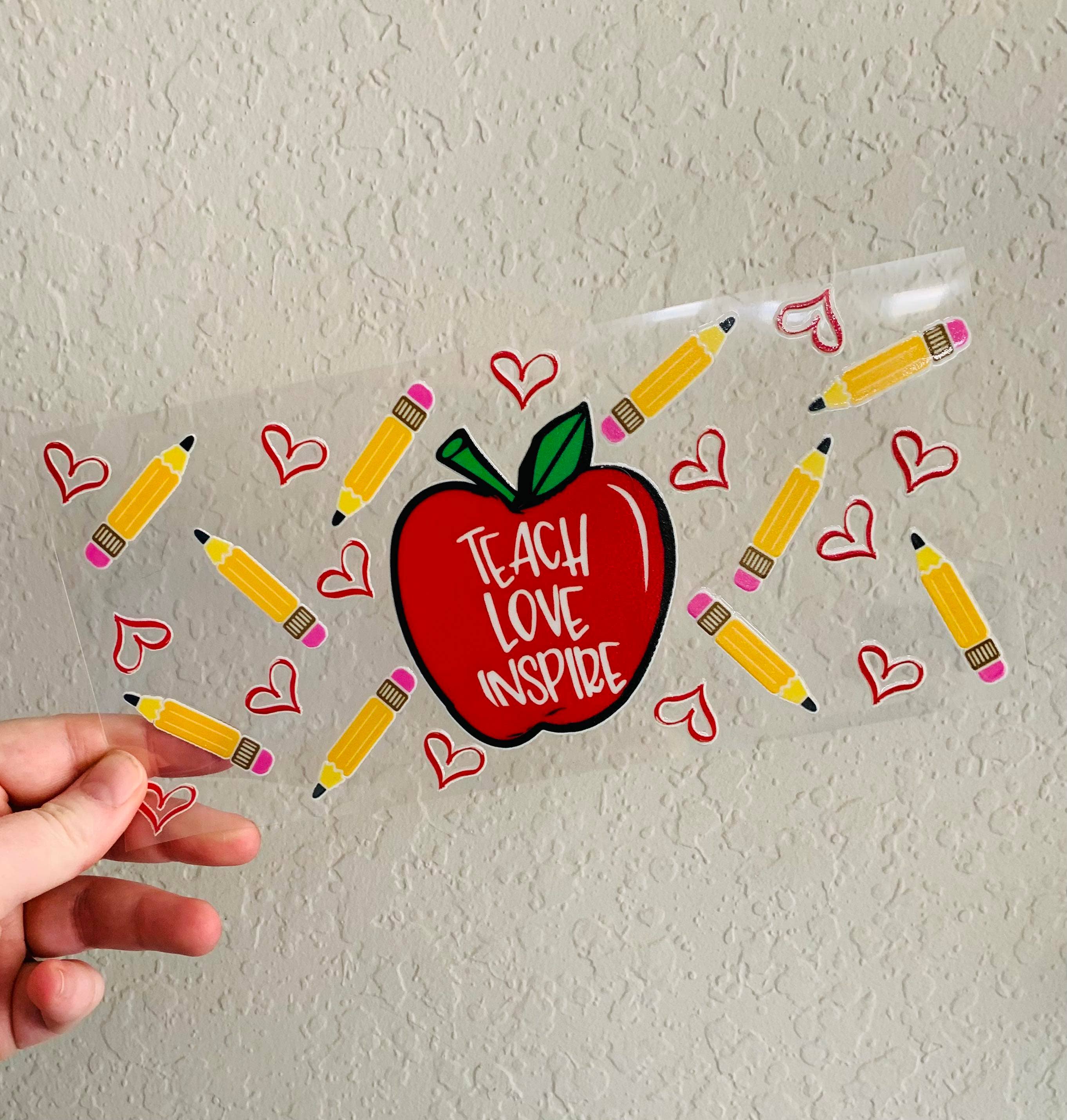 Oily Graphic Creations - Wholesale Sublimation Transfer - Teach Love Inspire Apple-16oz UV DTF Wrap2