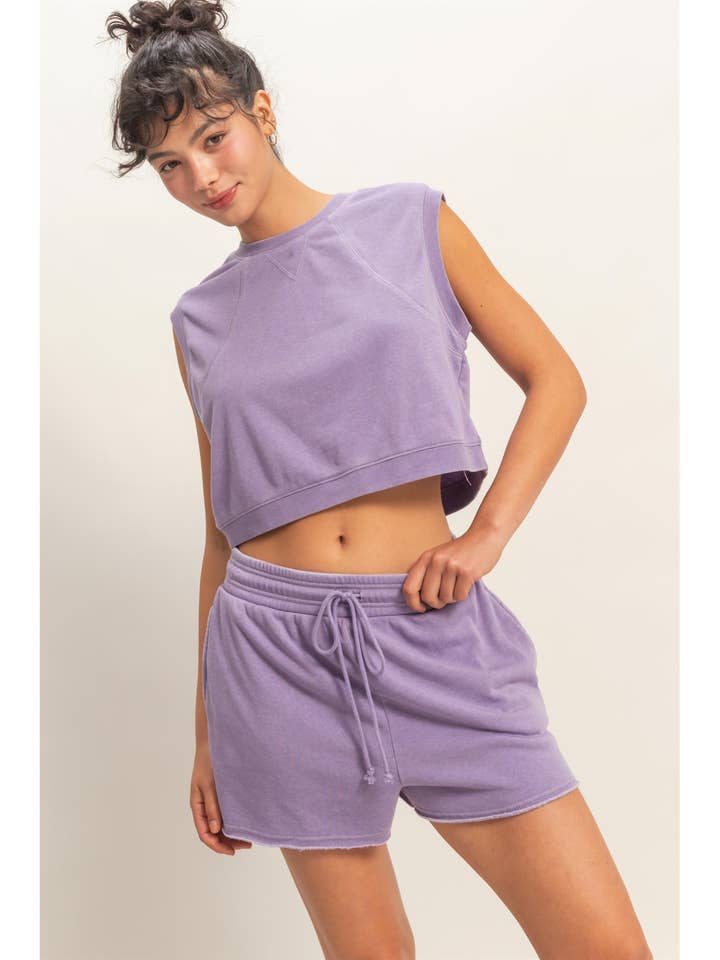 Burnout French Terry Sleeveless Top & Shorts Set for wholesale by HYFVE