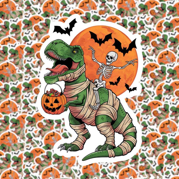 Halloween T-Rex Sticker for wholesale by Fuzzy Loon Designs