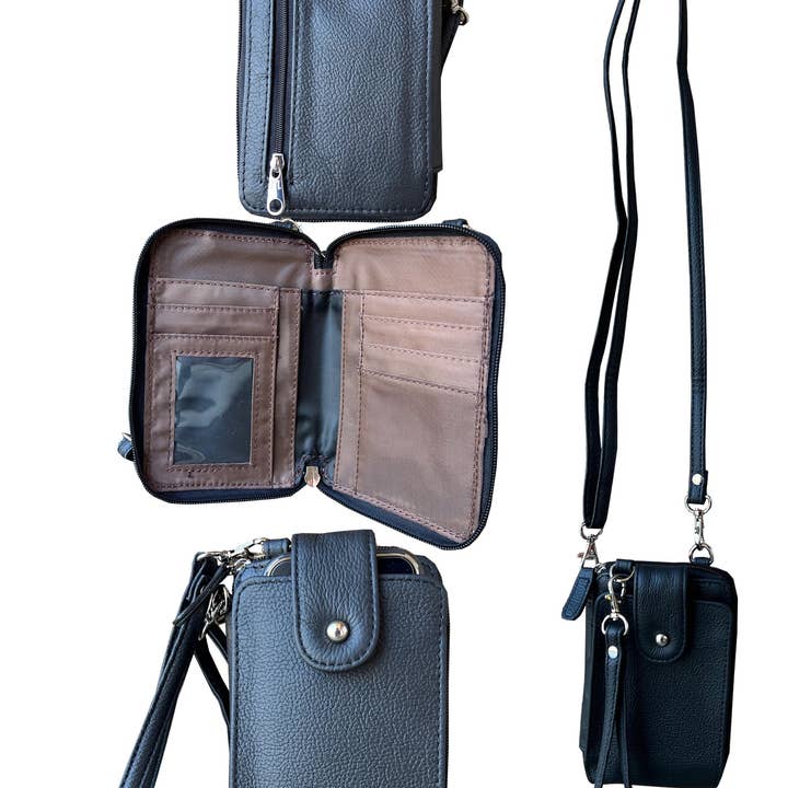 Roma Leathers, Inc. - Wholesale Phone Wallet - Women's - 3140 phone pouch with credit card slots adjustable strap7