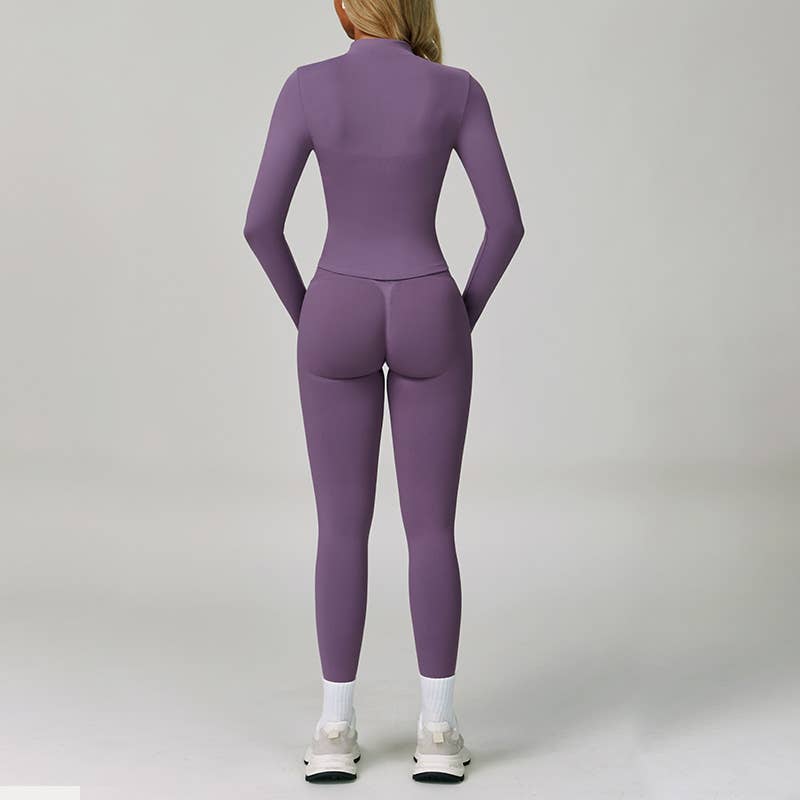 WONDERXFANS – Engroshandel Activewear-sæt – til kvinder – Sæt med jakke med lynlås og leggings i 2 dele9