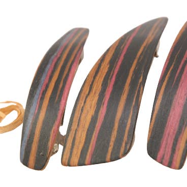 wooden hair clip, normal size (83mm), colorful veneers for wholesale by Holzkunstwerkstatt