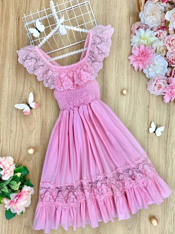 Mia Belle Girls • Wholesale - Wholesale Dress – Kids - Lace & Ruffles Pastel Maxi Dress3