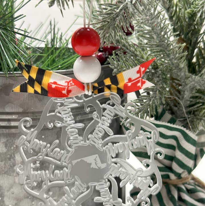 Adorno navideño con forma de copo de nieve de Maryland para venta al por mayor de B4homemade, LLC
