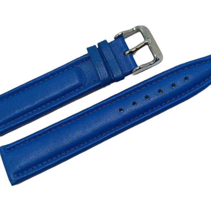 20 mm bleu. Bracelet montre cuir lisse aviateur pour la vente par BRACELETS MONTRE ACH