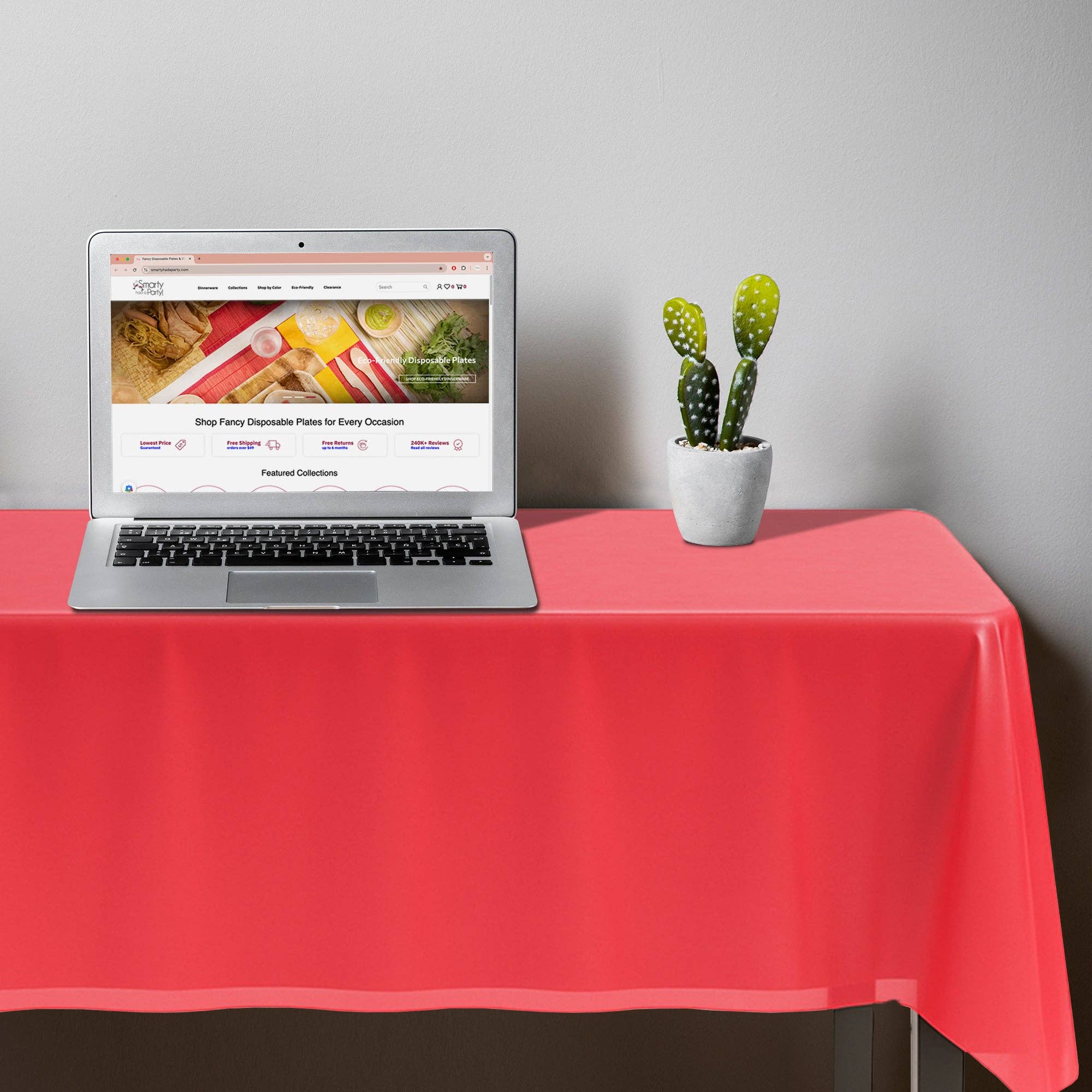 Smarty had a Party – Großhandel Einweg-Tischabdeckung/-Läufer – 54" x 108" Rote rechteckige Plastiktischdecke - 1 Stk.7