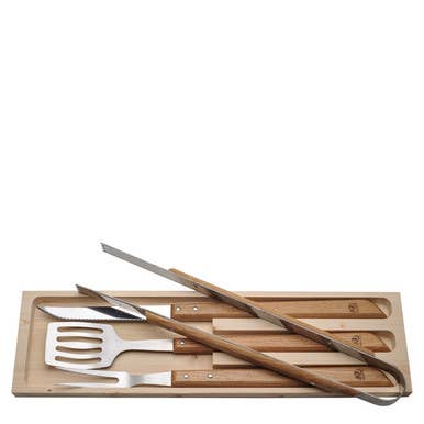 Jean Dubost 4 piece BBQ set Oak for wholesale by The French Farm