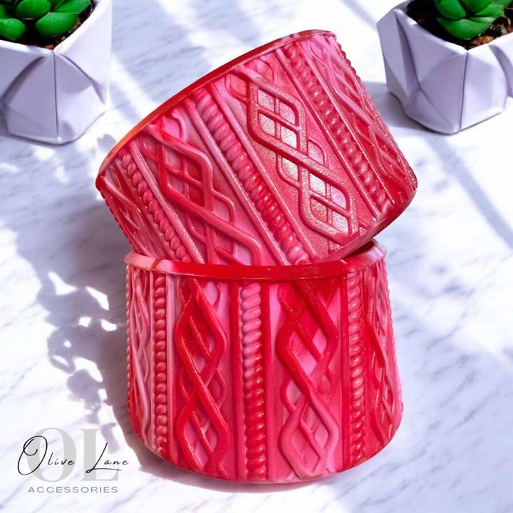 Pink Red SHIMMER - SWEATER Silicone Tumbler Boot for wholesale by Olive Lane Accessories