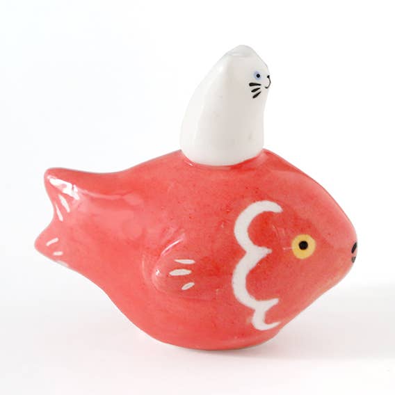 Cat-Fish Red / Ceramic sculpture for wholesale by Dodo Toucan