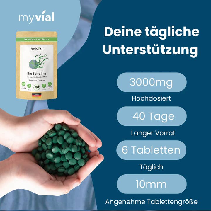 myvial – Engroshandel Kosttilskud og vitaminer – Bio Spirulina Tabletter Presslinger