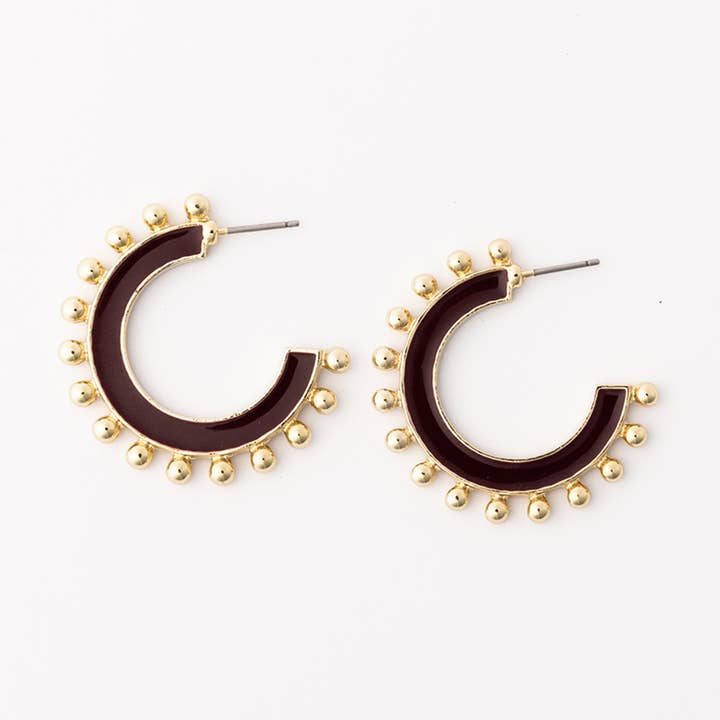 Boucles d'oreilles Hadley bordeaux et blanches M pour la vente par Michelle McDowell