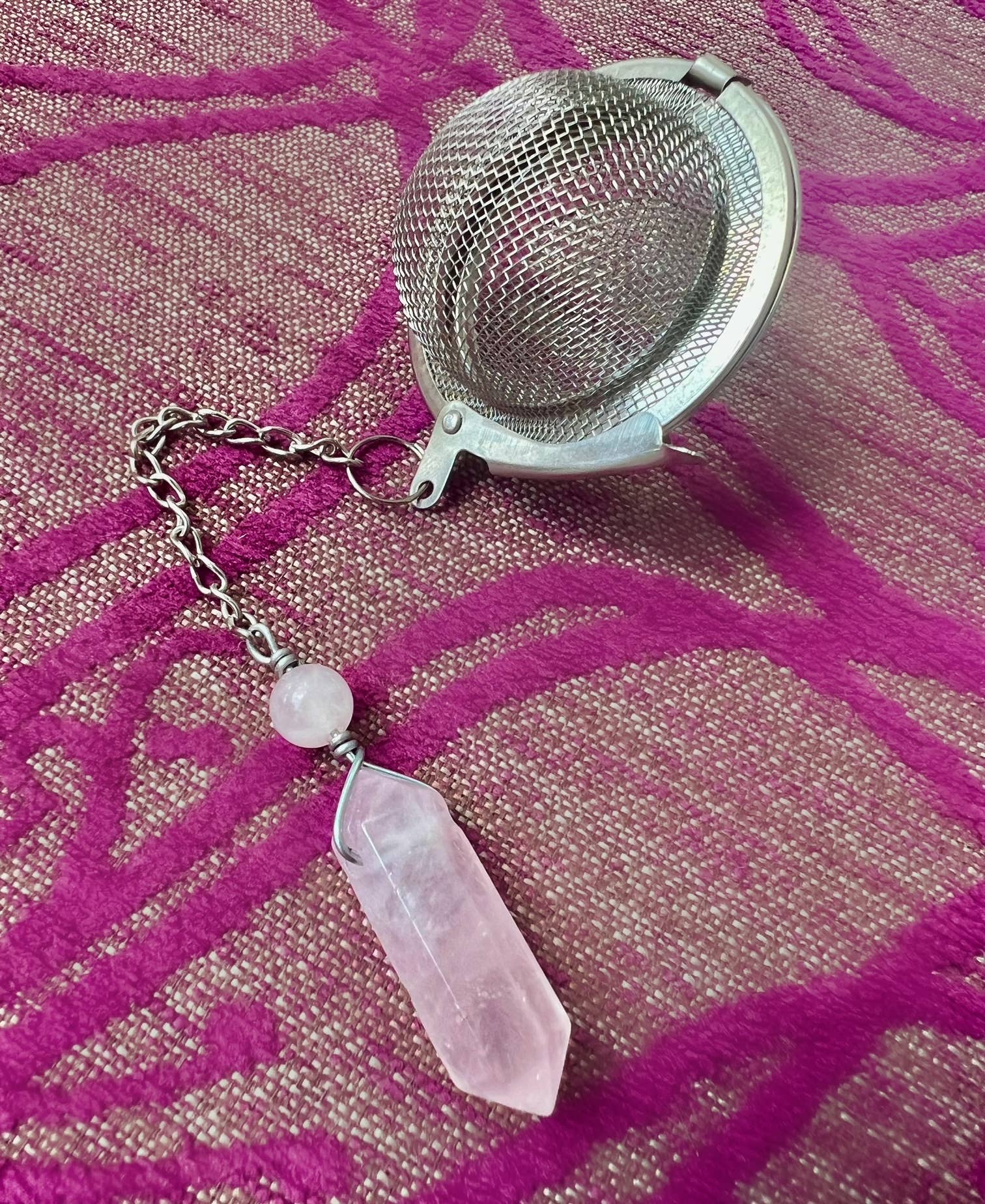 Kinley Jewelry - Wholesale Tea Strainer/Infuser - Tea Infuser Self Love Rose Quartz Crystal Charmed Kitchen