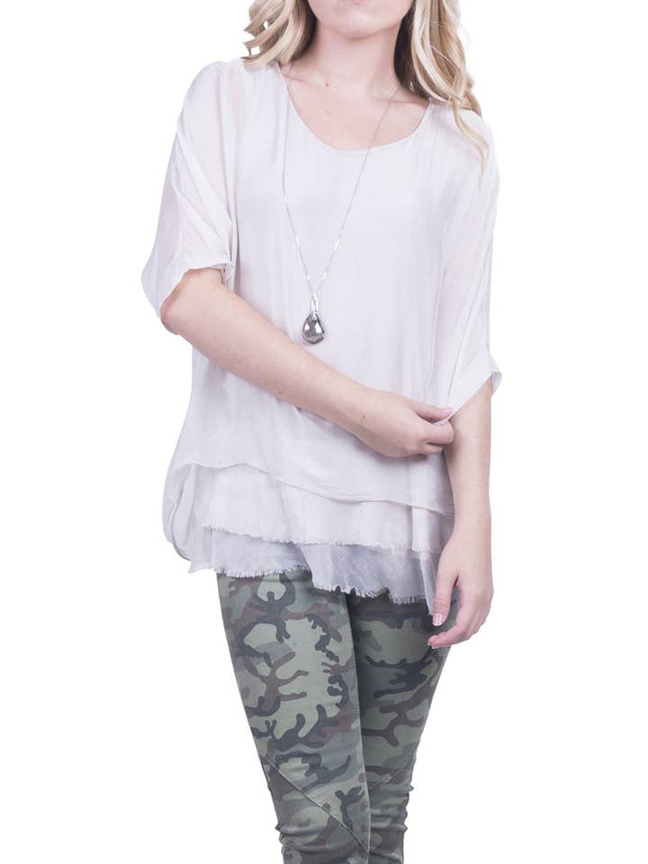 Gigi Moda - Wholesale Blouse - Women's - Kaftan Style Blouse with Frayed Edge40