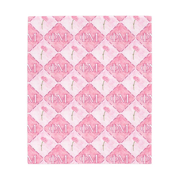 Gracefully Made Art - Wholesale Throw Blanket - Phi Mu Flannel Fleece Blanket, Sorority1